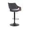 Armen Living Aspen Adjustable Swivel Gray Faux Leather and Walnut Wood Bar Stool with Black Base LCASBAWABLGR - alternate 2